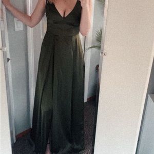 EUC Forest green satin gown